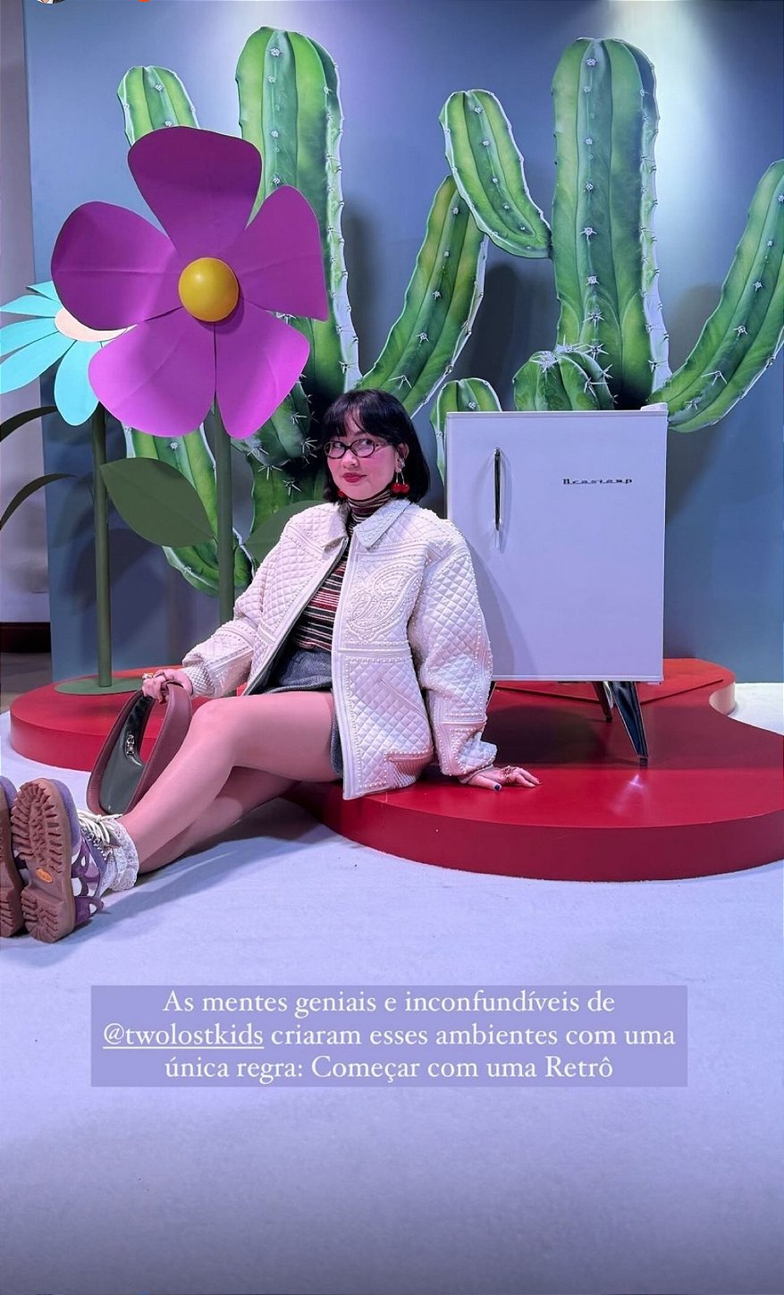 Overview of the launch event booth featuring a sculptural pop-art flower garden