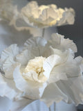 Aerial floral installation in Italian crepe paper suspended from the ceiling at Simoni Perfumaria - overview