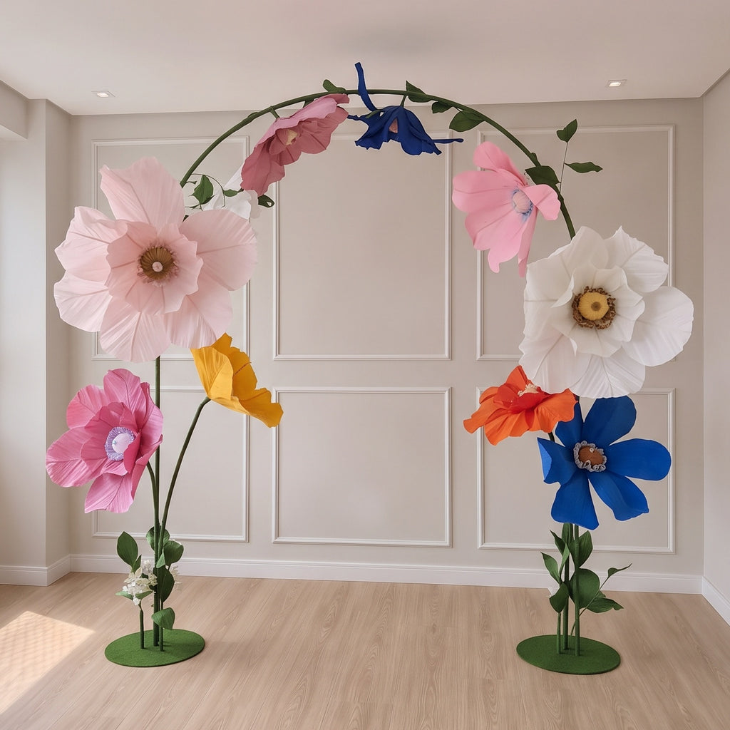 Arco de flores gigantes de papel crepom italiano