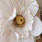 Arco de flores gigantes de papel crepom italiano, detalhe do miolo