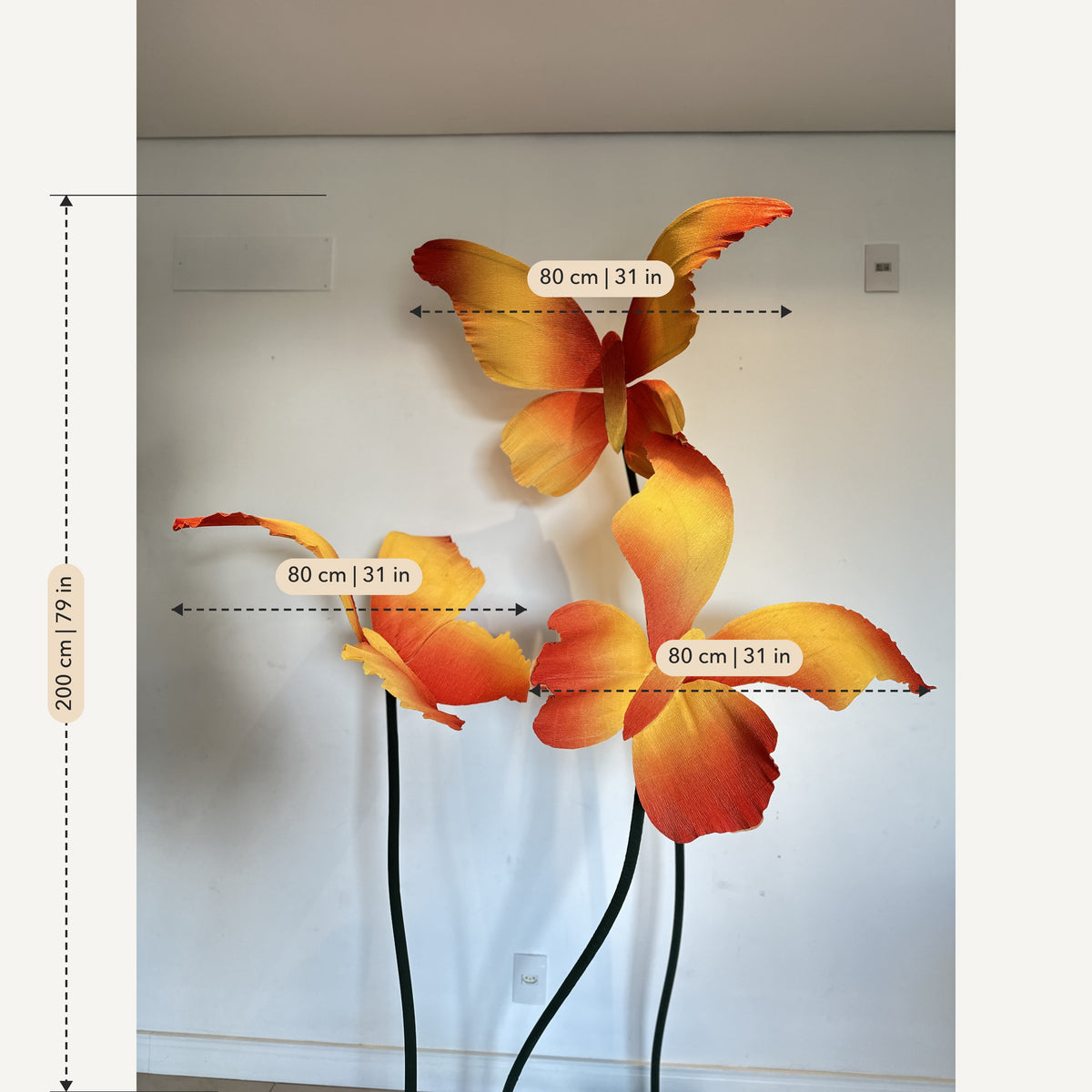 Measurements: Giant Italian crepe paper butterflies