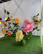 Giant Italian crepe paper flower backdrop, side view