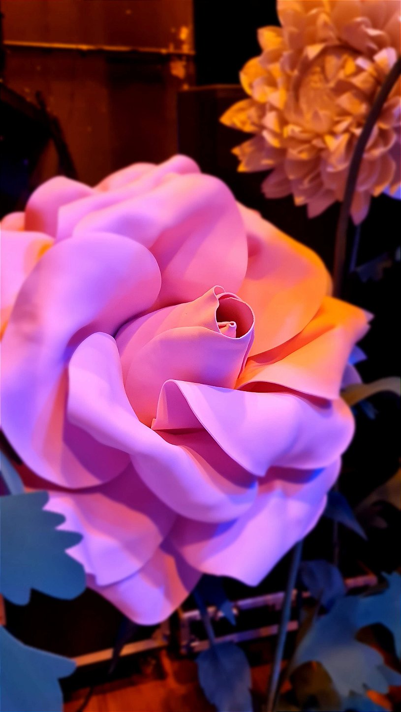 Close-up of the layered petals on the handcrafted giant flower