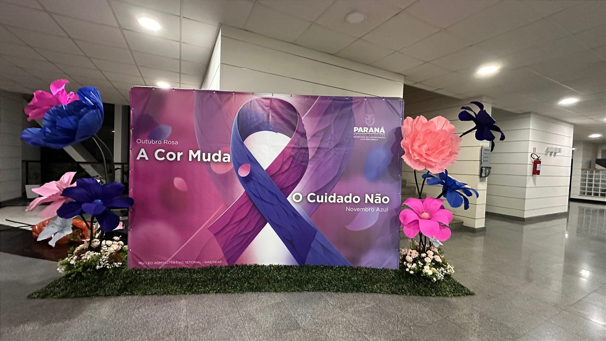 Close-up of the giant flower in heavyweight cardstock - health awareness campaign