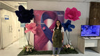 Close-up of the handcrafted finish on the giant Italian crepe paper flowers