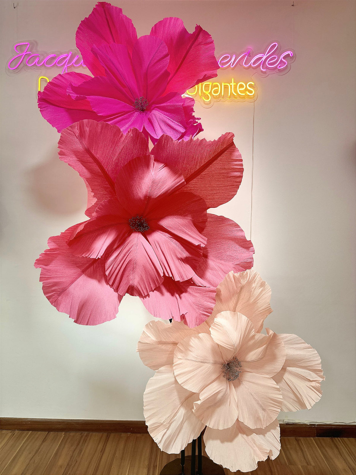 Giant Italian crepe paper flower in a party setting