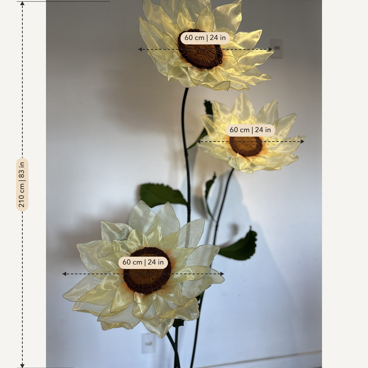 Dimensions : Tournesol géant en organza