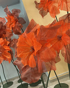 Fiore gigante in organza arancione a doppio petalo