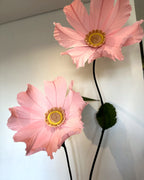 Camomila gigante de papel crepom rosa, detalhe das flores