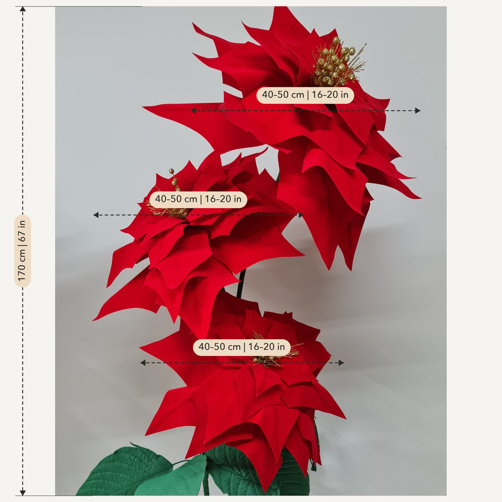 Medidas: Flor de Pascua gigante de tela roja