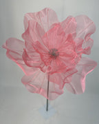 Flor de organza gigante clássica rosa, detalhe da base