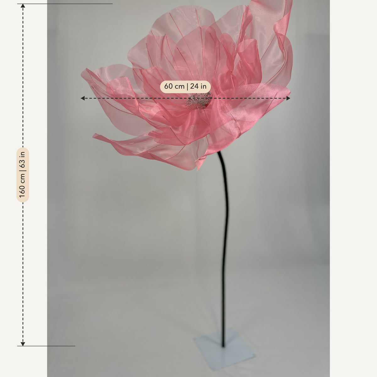 Medidas: Flor de organza gigante clássica rosa
