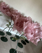Large pink organza flower, side view