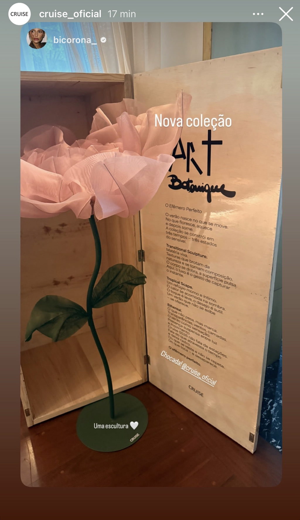 Large pink organza flowers in the Cruise Art Botanique project