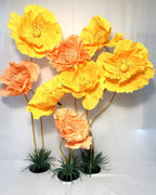 Coquelicots géants en papier crépon italien orange