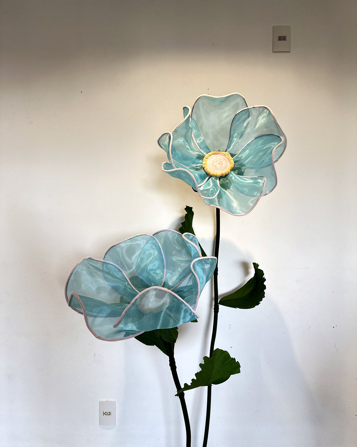 Giant blue organza flowers