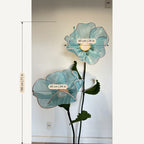 Medidas: Flores gigantes de organza azuis