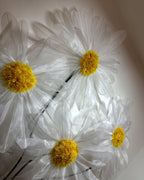 Giant white organza daisies, flower detail