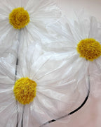 Giant white organza daisies, flower detail