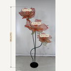 Medidas das flores gigantes de organza narciso: altura do pedestal e diâmetro das flores