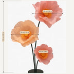Dimensions : Fleurs géantes en papier crépon rosé à étamines