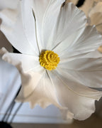 Giant white crepe paper chamomiles, side view