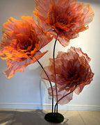 Fleurs géantes en organza orange nervurées