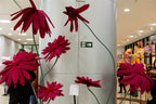 Side view of the floral installation in the TJPR atrium