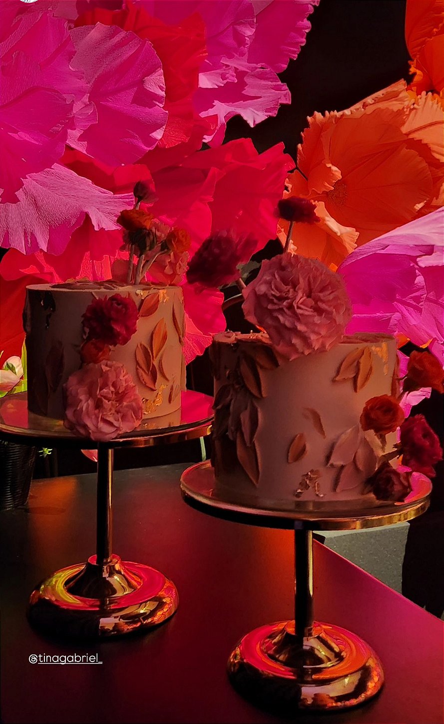 Giant Italian crepe paper flower in vibrant orange - front view