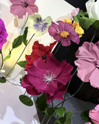 Jardin de fleurs géantes en papier crépon italien, détail des fleurs
