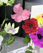 Jardin de fleurs géantes en papier crépon italien, détail des fleurs