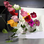 Jardin de fleurs géantes en papier crépon italien, côté gauche