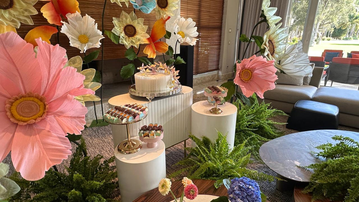 Celestial garden of giant organza flowers - floral installation for a christening