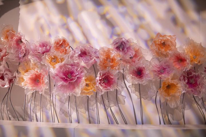 Close-up of one of the 45 hand-painted giant EVA foam flowers, 10 feet (3 meters) in diameter