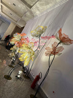 Side view of the immersive organza floral installation