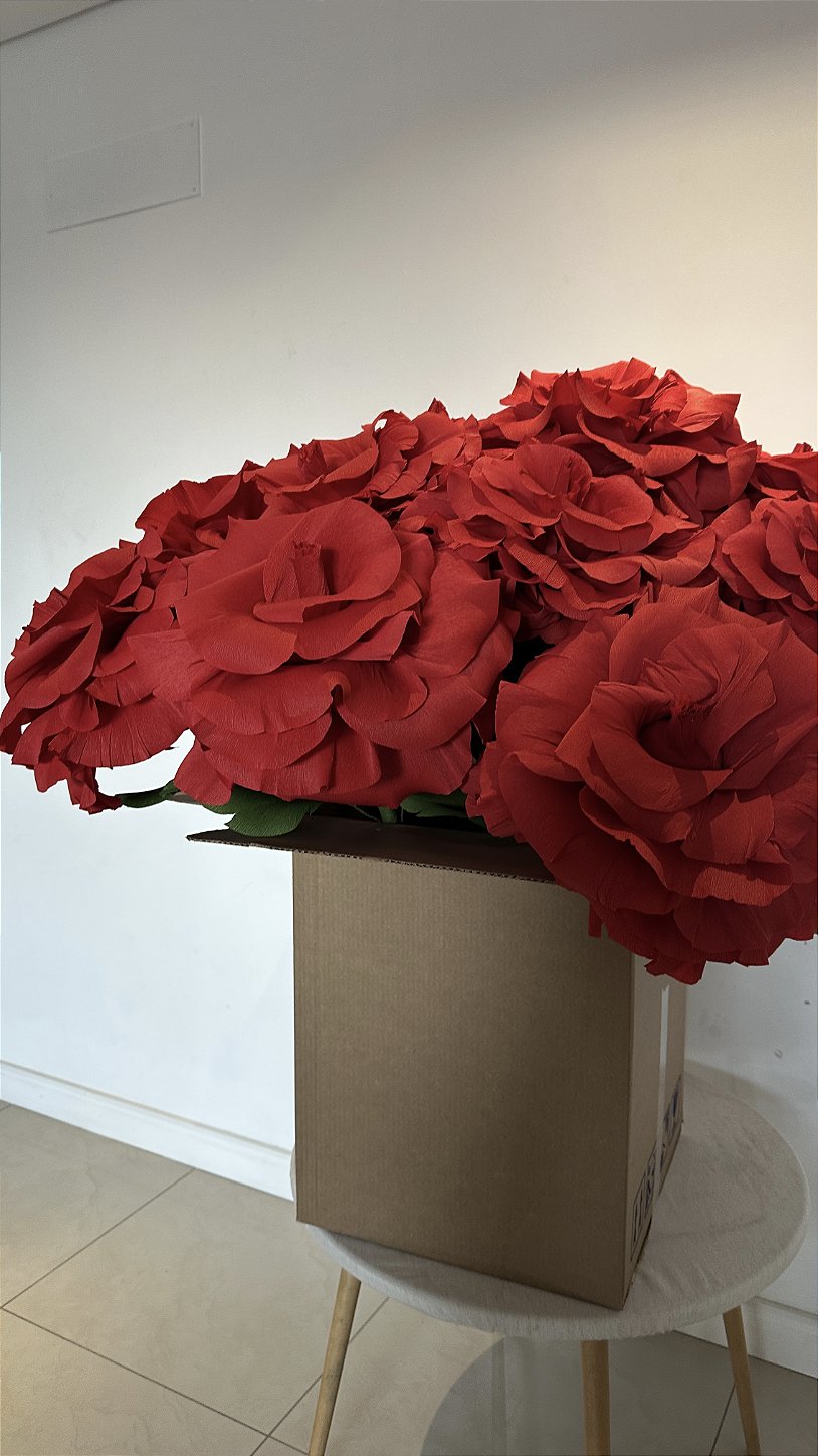 Floating stem supporting the giant rose in the storefront composition
