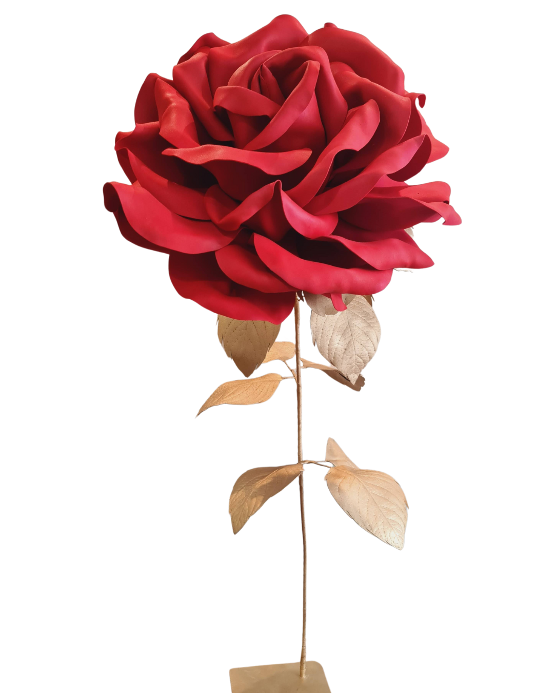 Giant rose in red and gold EVA foam - front view