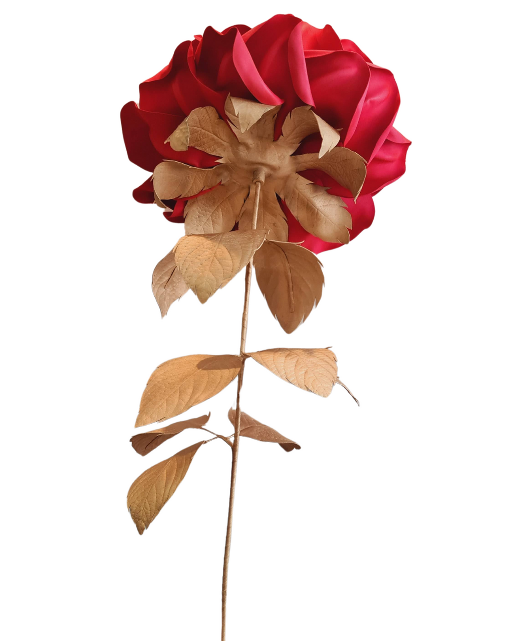 Close-up of the gold details on the giant rose's petals