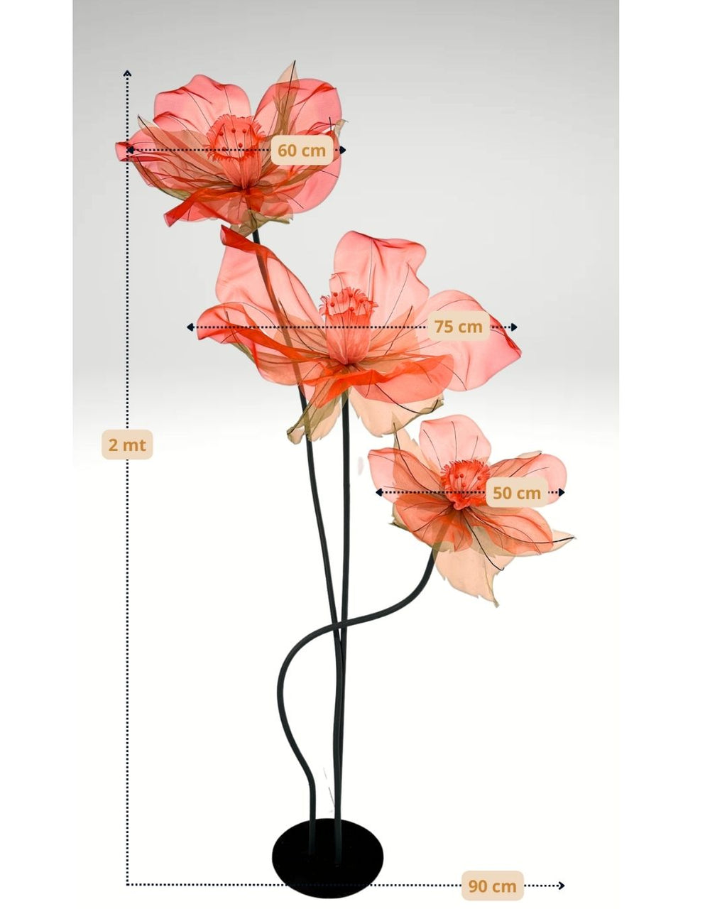 Organza daffodils in varied tones - handcrafted decorative piece